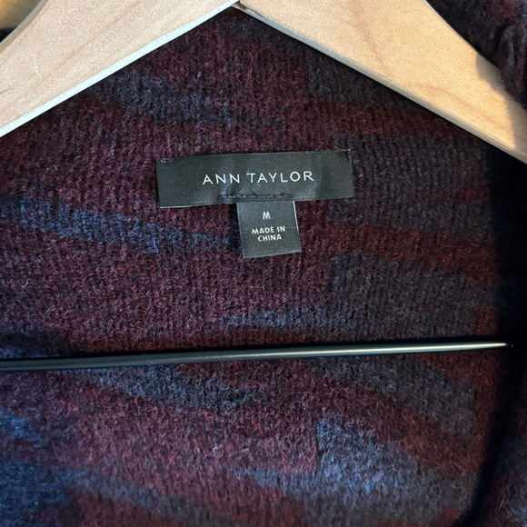 Ann Taylor Houndstooth Wool Blend Open Front Long Coatigan Sweater Cardigan - Picture 5 of 6